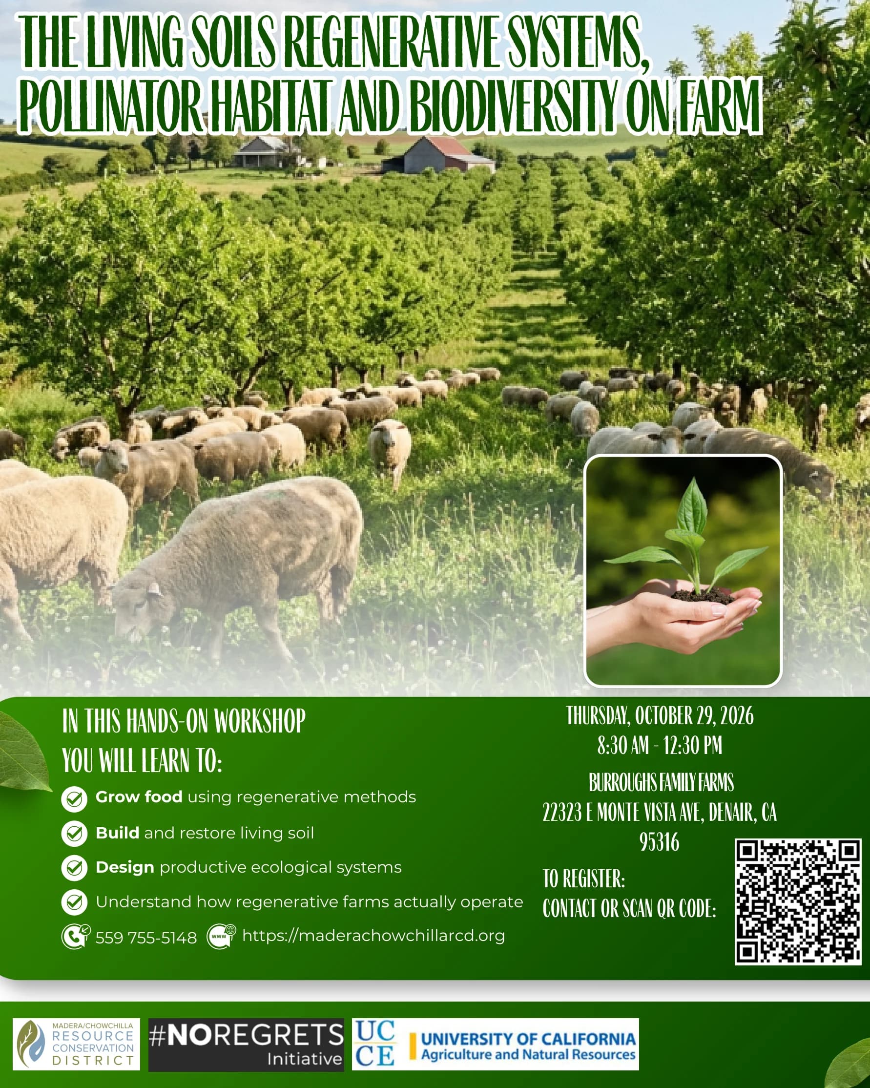 The Living Soils: Regenerative Systems, Pollinator Habitat and Biodiversity on Farm flyer